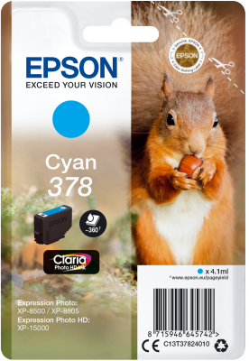 Epson Singlepack Cyan 378 Claria Photo HD Ink