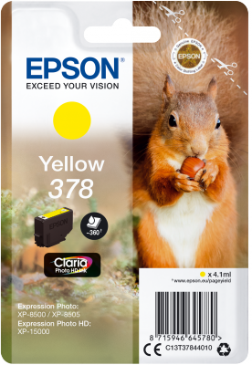 Epson Singlepack Yellow 378 Claria Photo HD Ink